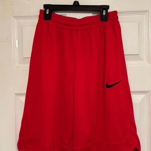 Nike Red Workout Shorts with Black Swoosh